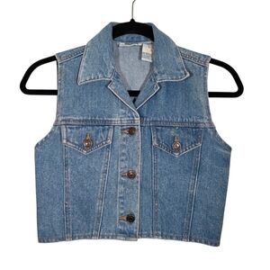 Northern Gateway Blue Denim Cropped Vest 90s Vintage Small